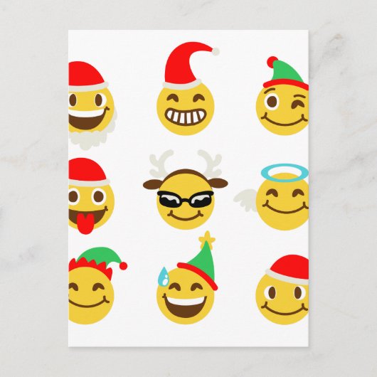xmas emoji gelukkige gezichten feestdagenkaart (Voorkant)