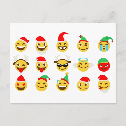 xmas emoji gelukkige gezichten feestdagenkaart (Voorkant)