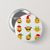 xmas emoji gelukkige gezichten ronde button 5,7 cm (Voorkant /achterkant)