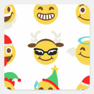 xmas emoji gelukkige gezichten vierkante sticker