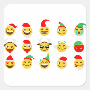 xmas emoji gelukkige gezichten vierkante sticker