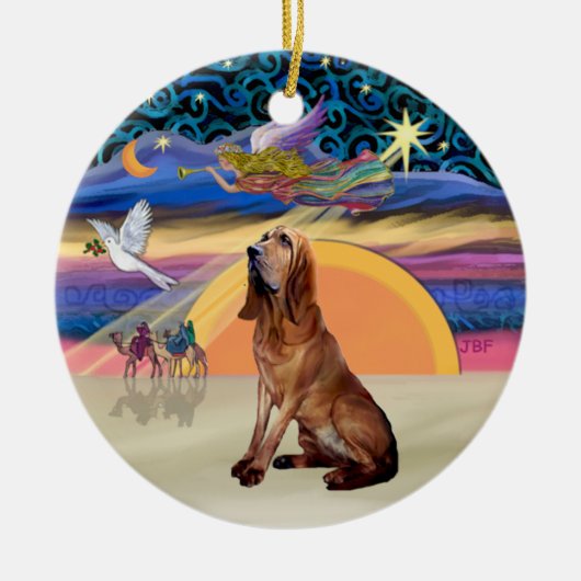 XMas Engel - Bloodhound Keramisch Ornament (Voorkant)