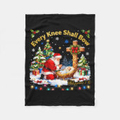 Xmas Every Knee Shall Bow Santa Christmas Nativity Fleece Deken (Voorkant)