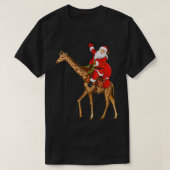 Xmas Family Matching Funny Santa Riding Giraffe Ch T-shirt (Design voorkant)