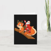 Xmas Family Matching Funny Santa Riding Squirrel C Kaart (Voorkant)