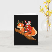Xmas Family Matching Funny Santa Riding Squirrel C Kaart (Gele Bloem)