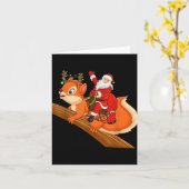 Xmas Family Matching Funny Santa Riding Squirrel C Kaart (Gele Bloem)