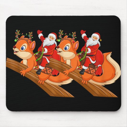 Xmas Family Matching Funny Santa Riding Squirrel C Muismat (Voorkant)