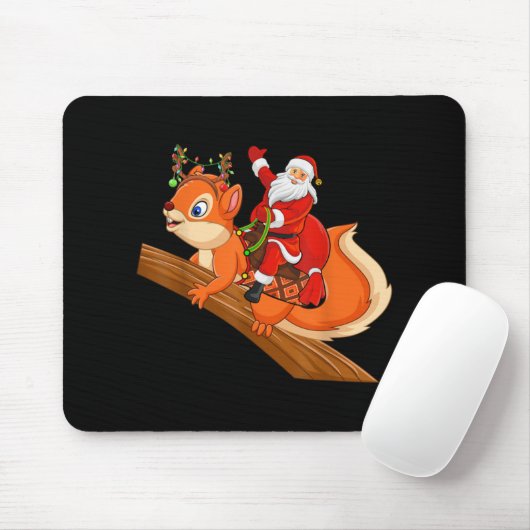 Xmas Family Matching Funny Santa Riding Squirrel C Muismat (Met muis)