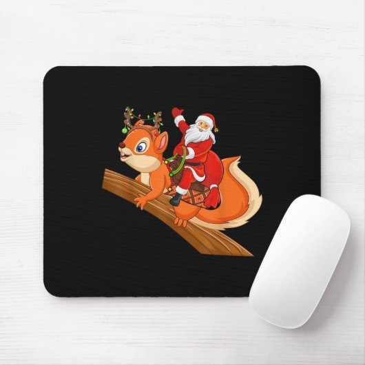 Xmas Family Matching Funny Santa Riding Squirrel C Muismat (Met muis)