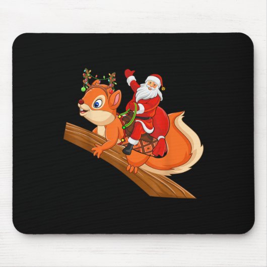 Xmas Family Matching Funny Santa Riding Squirrel C Muismat (Voorkant)