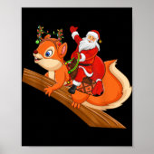Xmas Family Matching Funny Santa Riding Squirrel C Poster (Voorkant)