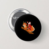 Xmas Family Matching Funny Santa Riding Squirrel C Ronde Button 5,7 Cm (Voorkant /achterkant)