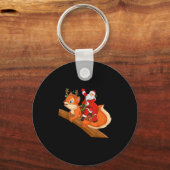 Xmas Family Matching Funny Santa Riding Squirrel C Sleutelhanger (Voorkant)
