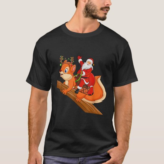 Xmas Family Matching Funny Santa Riding Squirrel C T-shirt (Voorkant)
