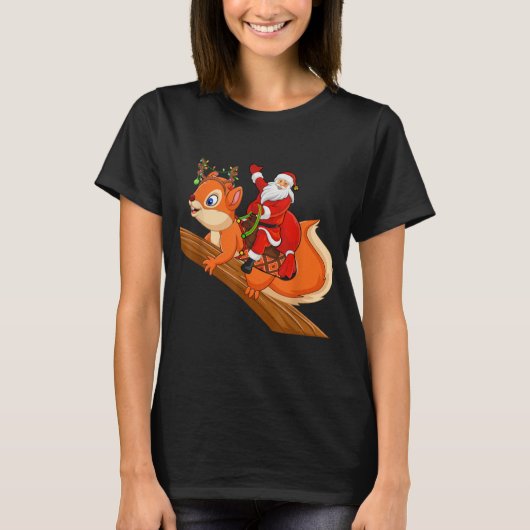 Xmas Family Matching Funny Santa Riding Squirrel C T-shirt (Voorkant)