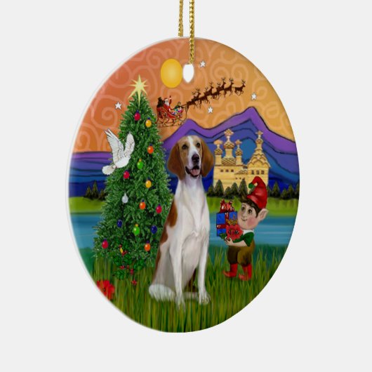 Xmas Fantasy - Amerikaanse Foxhound Keramisch Ornament (Rechts)