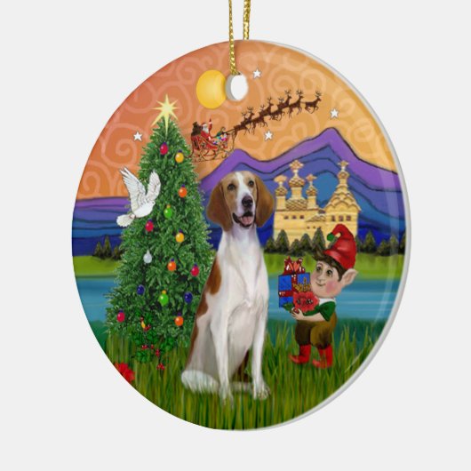 Xmas Fantasy - Amerikaanse Foxhound Keramisch Ornament (Links)