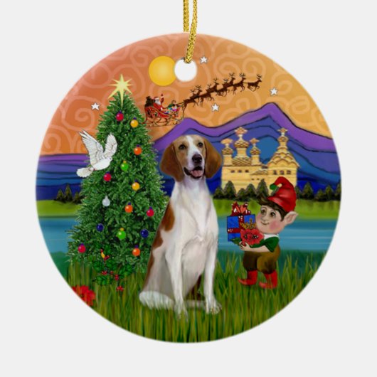 Xmas Fantasy - Amerikaanse vosshond Keramisch Ornament (Voorkant)
