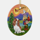 Xmas Fantasy-Blenheim Cavalier King Charles Spanie Keramisch Ornament (Rechts)
