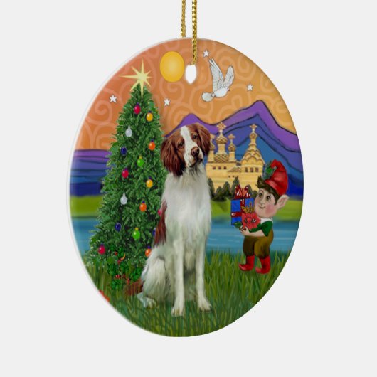 Xmas Fantasy - Brittany Spaniel Keramisch Ornament (Rechts)