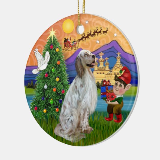 Xmas Fantasy - Engels Setter Keramisch Ornament (Links)