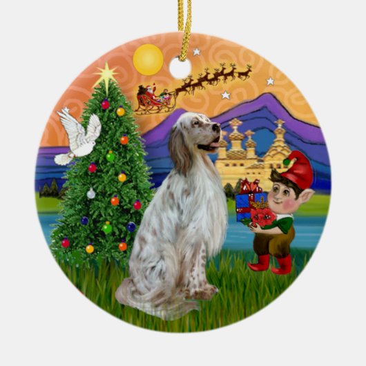 Xmas Fantasy - Engelse Setter Keramisch Ornament (Voorkant)