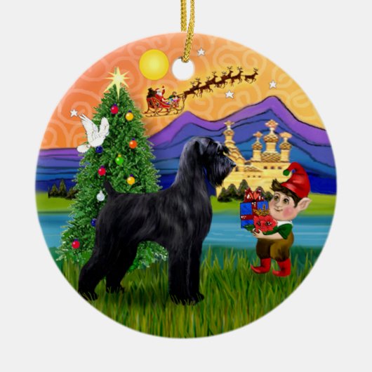 Xmas Fantasy - Giant Black Schnauzer Keramisch Ornament (Voorkant)