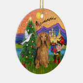 Xmas Fantasy - langharige Sable teckel Keramisch Ornament (Rechts)