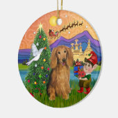 Xmas Fantasy - langharige Sable teckel Keramisch Ornament (Links)