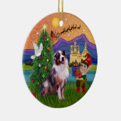Xmas Fantasy - Merle Australische Herder Keramisch Ornament (Rechts)