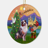 Xmas Fantasy - Merle Australische Herder Keramisch Ornament (Links)