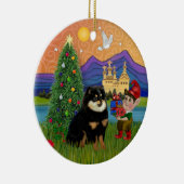 Xmas Fantasy - Pommerse (zwart en bruin) Keramisch Ornament (Rechts)