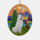 Xmas Fantasy - Samoyed Keramisch Ornament (Rechts)