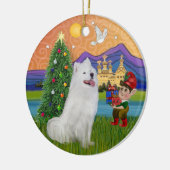 Xmas Fantasy - Samoyed Keramisch Ornament (Links)