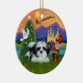 Xmas Fantasy - Shih Tzu (zwart-wit) Keramisch Ornament (Rechts)