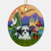 Xmas Fantasy - Shih Tzu (zwart-wit) Keramisch Ornament (Links)