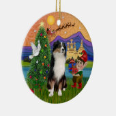 Xmas Fantasy - Tri Australian Shepherd Keramisch Ornament (Rechts)