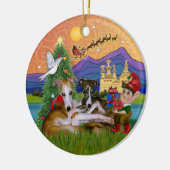 Xmas Fantasy - Twee Whippets Keramisch Ornament (Links)