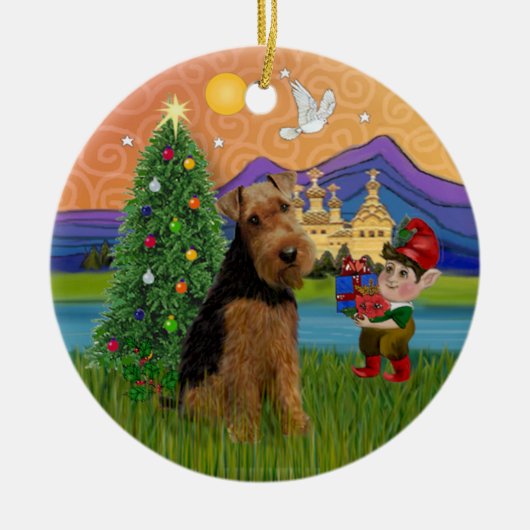 Xmas Fantasy - Welsh Terrier Keramisch Ornament (Voorkant)