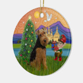 Xmas Fantasy - Welsh Terrier Keramisch Ornament (Links)