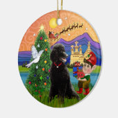 Xmas Fantasy - Zwart Standaard Poedel Keramisch Ornament (Links)