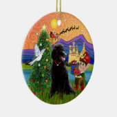 Xmas Fantasy - Zwarte Standard Poodle Keramisch Ornament (Rechts)