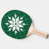 Xmas feestdagen donkergroene witte sneeuwvlok tafeltennisbatje (Zijkant)