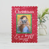 Xmas Feestdagen Glitter Foto Kerst Kaart (Staand voorkant)