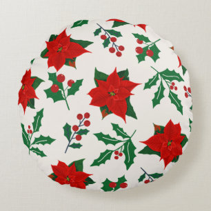Xmas Feestelijke Bloemen Ronde Kussen