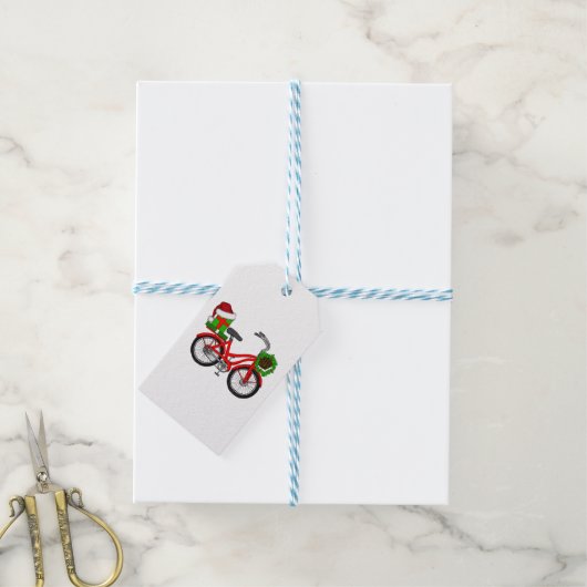 xmas-fiets cadeaulabel (Met Touw)