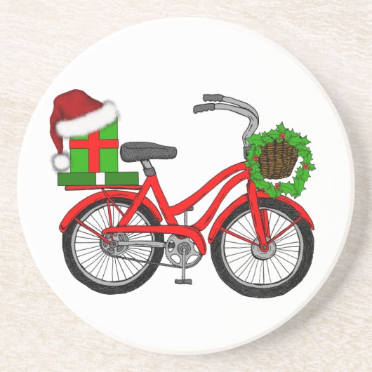 xmas-fiets zandsteen onderzetter (Voorkant)