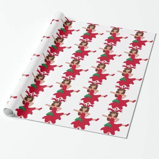 xmas flamenco dancer emoji cadeaupapier (Uitgerold)
