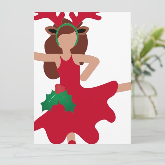 xmas flamenco dancer emoji feestdagenkaart (Staand voorkant)